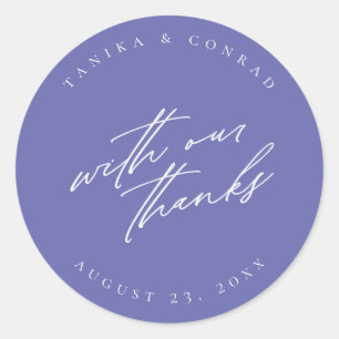 Pegatina Redonda Boda Con Nuestro Agradecimiento Wht/Peri ID954