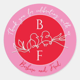 Pegatina Redonda Boda contemporáneo gracias Pegatinas por favores
