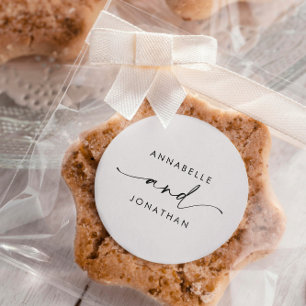 Pegatina Redonda Boda contemporáneo minimalista de color crema mode