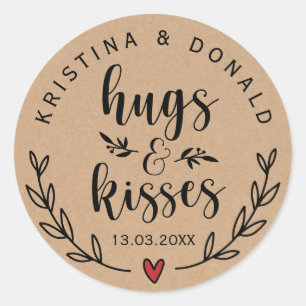 Pegatina Redonda Boda de abrazos y besos rusos   Reloj de ducha de