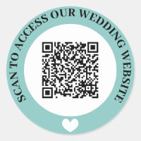 Boda de acceso turquesa Código QR del corazón