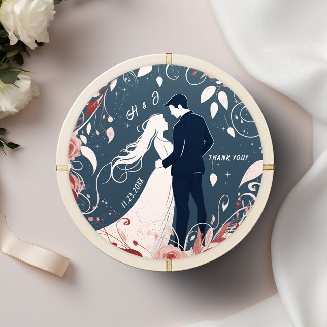 Pegatina Redonda Boda de acuarela de pareja única (Unique Couple Watercolor Wedding Classic Round Sticker)