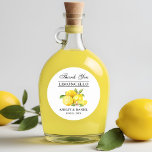 Pegatina Redonda Boda de acuarela Lemons Limoncello<br><div class="desc">Elegante acuarela Lemons Limoncello Boda Gracias Pegatinas</div>