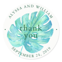 Boda de acuarela tropical | Hoja azul