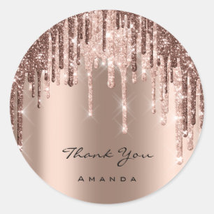 Pegatina Redonda Boda de agradecimiento 16 Rosas Glitter Brillante