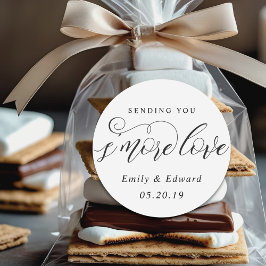 Pegatina Redonda Boda de amor S'more Caligrafía Favor