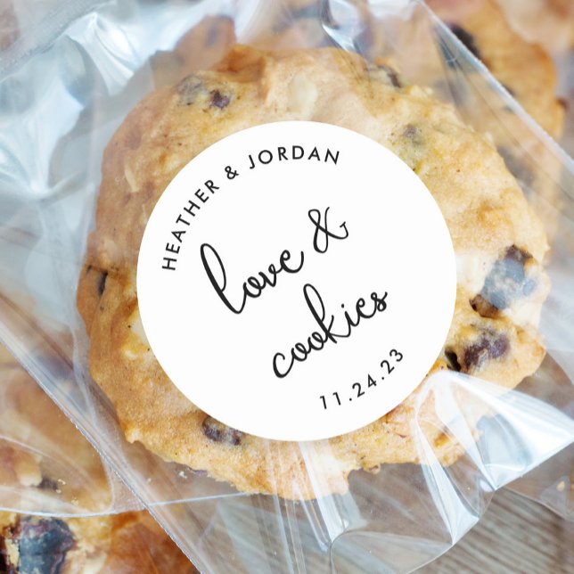 Pegatina Redonda Boda de amor y cookies Cookie Bag Favor (Subido por el creador)