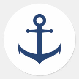 Pegatina Redonda Boda de Anclaje Azul de la Marina Náutica