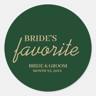 Pegatina Redonda Boda de aperitivos favoritos de Novia Verde y Oro