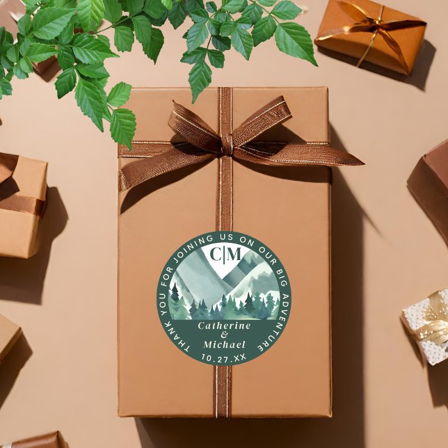 Pegatina Redonda Boda de aventuras de la Montaña Emerald Greenery (Subido por el creador)