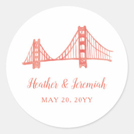 Pegatina Redonda Boda de Bay Bridge