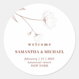 Pegatina Redonda Boda de bienvenida Cotton Floral Terracotta Indie
