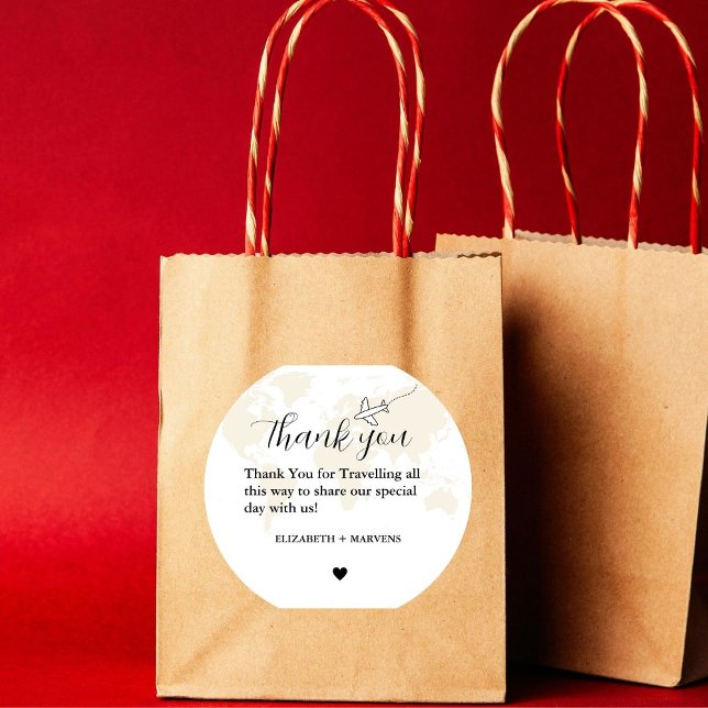 Pegatina Redonda Boda de bienvenida del tema de viajes de destino B (Subido por el creador)