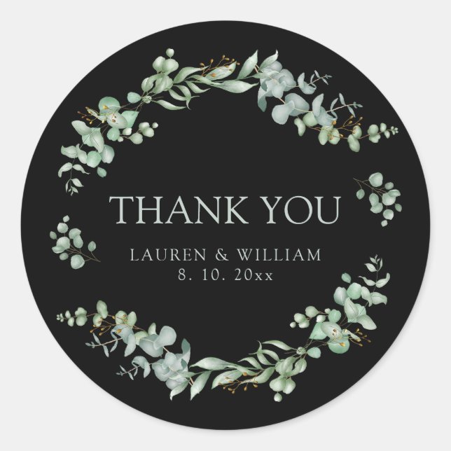 Pegatina Redonda Boda de Black Sage de la vegetación moderna Gracia (Anverso)