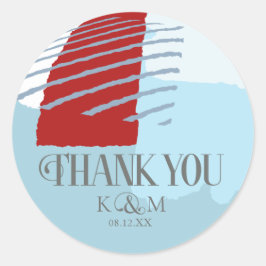 Pegatina Redonda Boda de bloques de color Gracias a Winter ID740