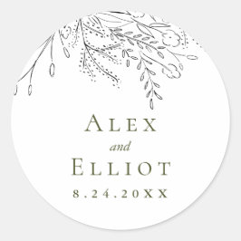 Pegatina Redonda Boda de Bouquet desbordante