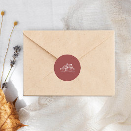 Pegatina Redonda Boda de Caída de Granja Roja Silenciada en Línea A