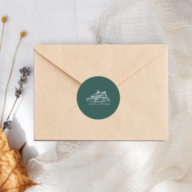 Pegatina Redonda Boda de Caída de la Granja Esmeralda de Arte de Lí (Subido por el creador)