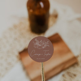 Pegatina Redonda Boda de calabaza