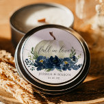 Pegatina Redonda Boda de calabaza floral azul de la marina<br><div class="desc">Gracias a tu boda y a los invitados de la ducha de novias con estas gracias a los pegatinas favoritos. Este diseño cuenta con una calabaza blanca rústica enclavada en un ramo de flores marinas pintadas de acuarela y exuberante vegetación. Los elegantes tipos de letra clásicos unen este diseño. Vea...</div>