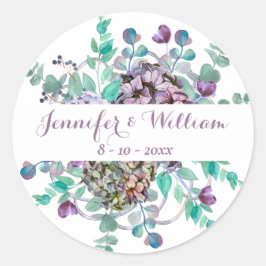 Pegatina Redonda Boda de calabaza floral otoño