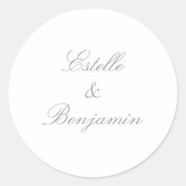 Pegatina Redonda Boda de caligrafía de guión elegante moderno