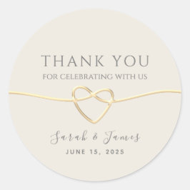 Pegatina Redonda Boda de caligrafía de oro Gracias