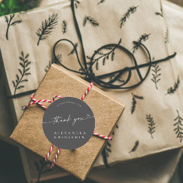 Pegatina Redonda Boda de caligrafía moderna de BLAIRE Dulce Gracias