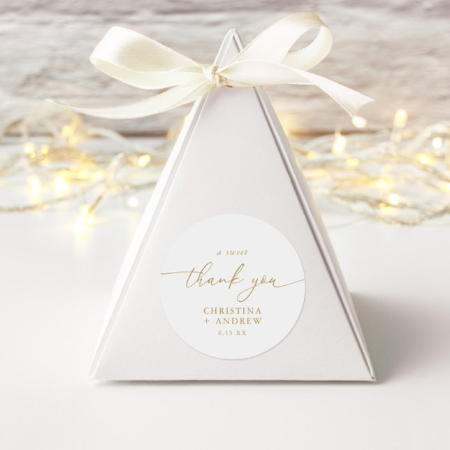 Pegatina Redonda Boda de caligrafía moderna de oro (Subido por el creador)