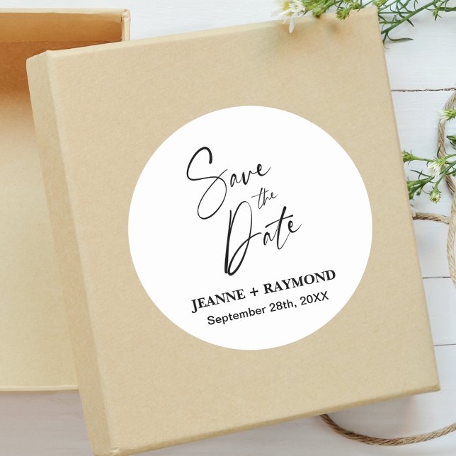 Pegatina Redonda Boda de caligrafía romántica salva al Personalizad (Subido por el creador)