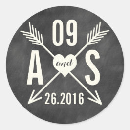 PEGATINA REDONDA BODA DE CHALKBOARD MODERNO