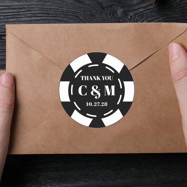 Pegatina Redonda Boda de Chip de Casino de Las Vegas Gracias (Subido por el creador)