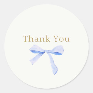 Pegatina Redonda Boda de cinta azul de moda gracias