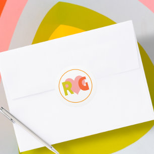 Pegatina Redonda Boda de Citrus Retro Negrita