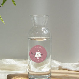 Pegatina Redonda Boda de coche rosa de época