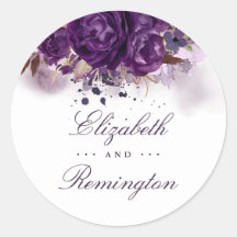 Boda de color morado de berenjena floral