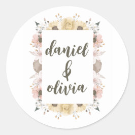 Pegatina Redonda Boda de color pastel