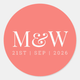 Pegatina Redonda Boda de coral vivo moderno