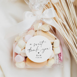 Pegatina Redonda Boda de corazón de agradecimiento moderno