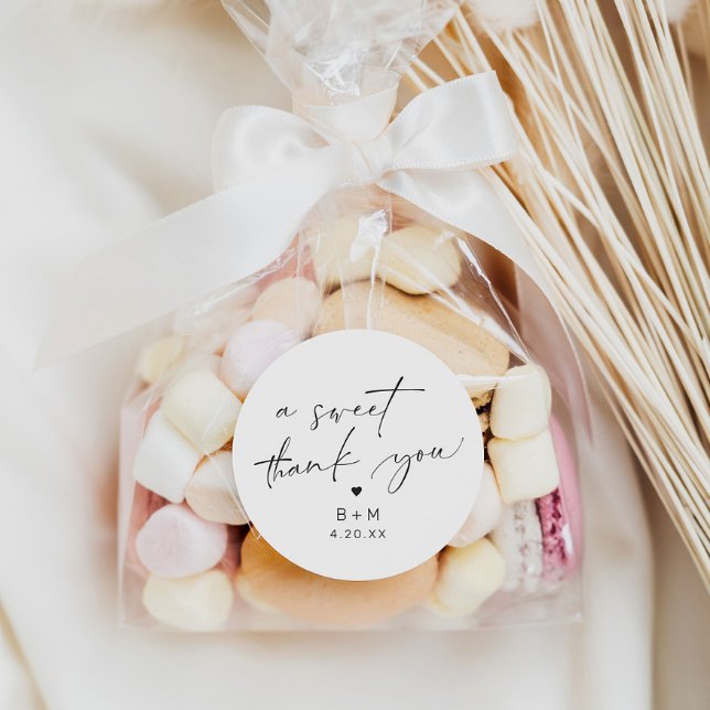 Pegatina Redonda Boda de corazón de agradecimiento moderno (Subido por el creador)