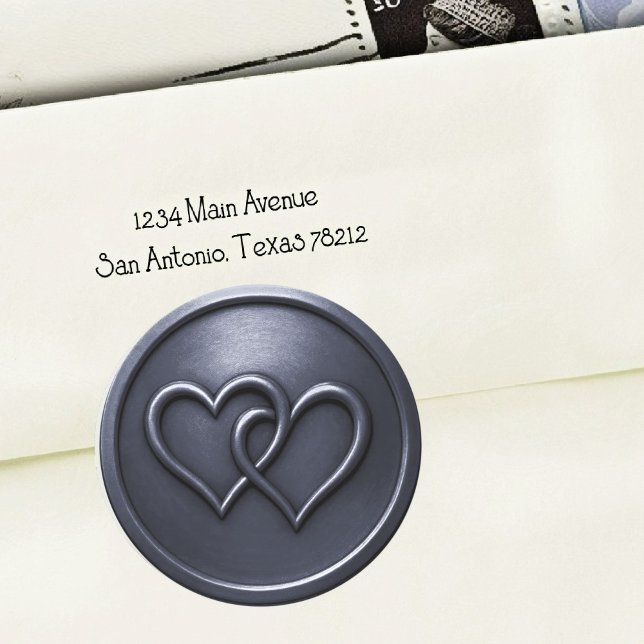 Pegatina Redonda Boda de corazones entrelazados azul marino dos (Subido por el creador)