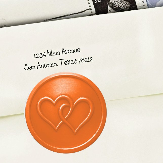 Pegatina Redonda Boda de corazones entrelazados naranja (Subido por el creador)