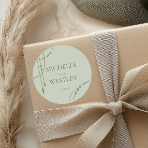 Pegatina Redonda Boda de cuentas de color verde claro Sage