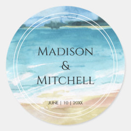 Pegatina Redonda Boda de destino de marea acuática