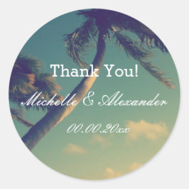 Pegatina Redonda Boda de destino de playa favorece a pegatinas y fo