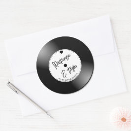 Pegatina Redonda Boda de discos de vinilo retro