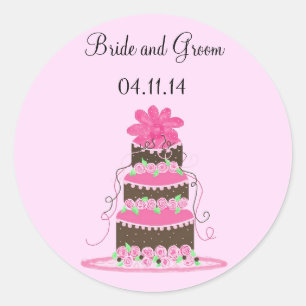 Pegatina Redonda Boda de diseño Pastel Guardar la fecha