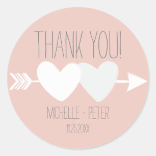 Pegatina Redonda Boda de dos corazones