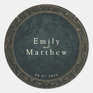 Pegatina Redonda Boda de Elegancia Gótica de Victoria