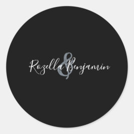 Pegatina Redonda Boda de escritura moderna con palo redondo clásico